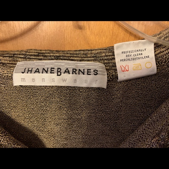 Jhane Barnes tan & black patterned polo mens shirt - Picture 4 of 4